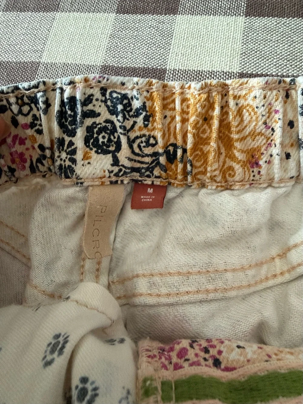 Pilcro High Waist Floral Print Shorts in White, Pink & Gold